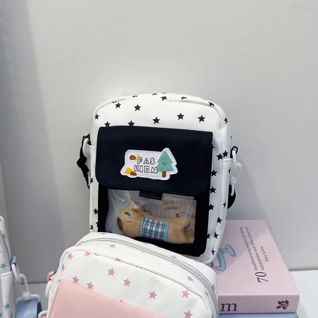 卡通狗狗印花斜挎包 星星图案 可爱少女风 单肩包缩略图 1