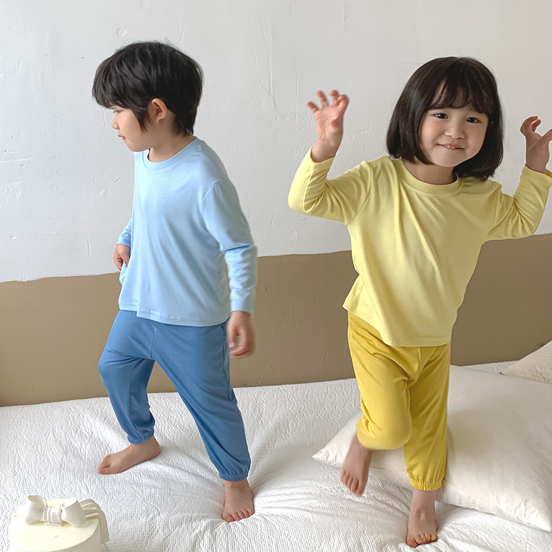 儿童家居服套装薄款长袖透气男童女童睡衣详情1