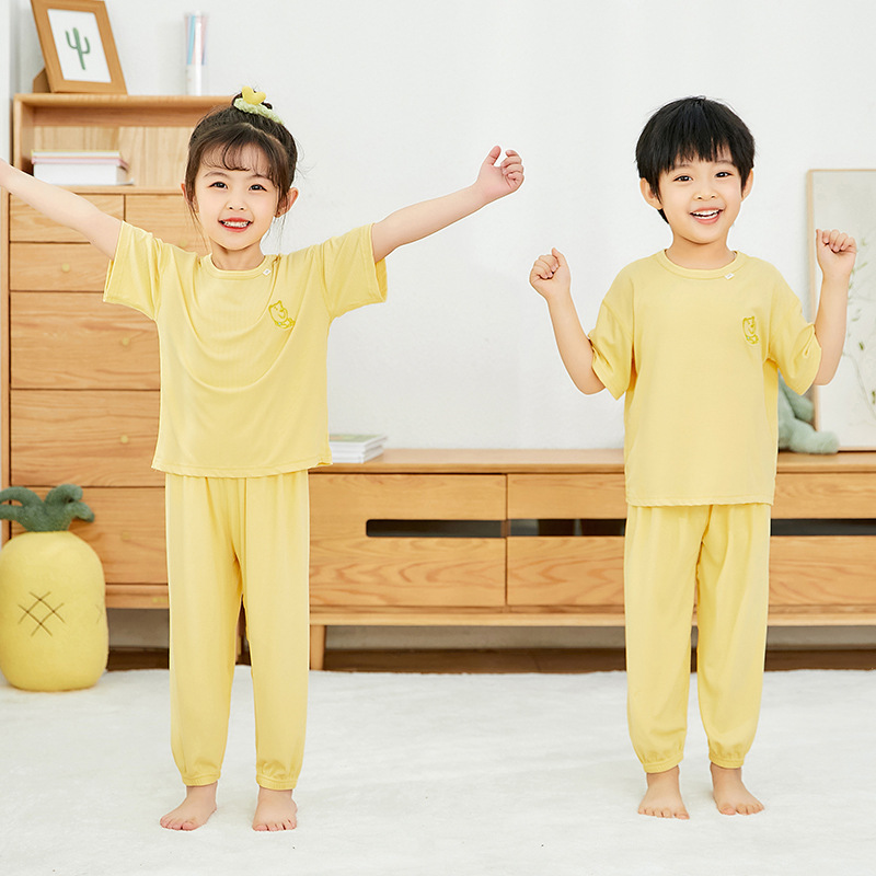 儿童睡衣男女童薄款短袖长裤家居服小中大童男孩女孩详情3
