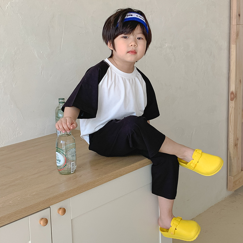 睡衣儿童夏季男童女童短袖T恤薄款家居服套装详情3