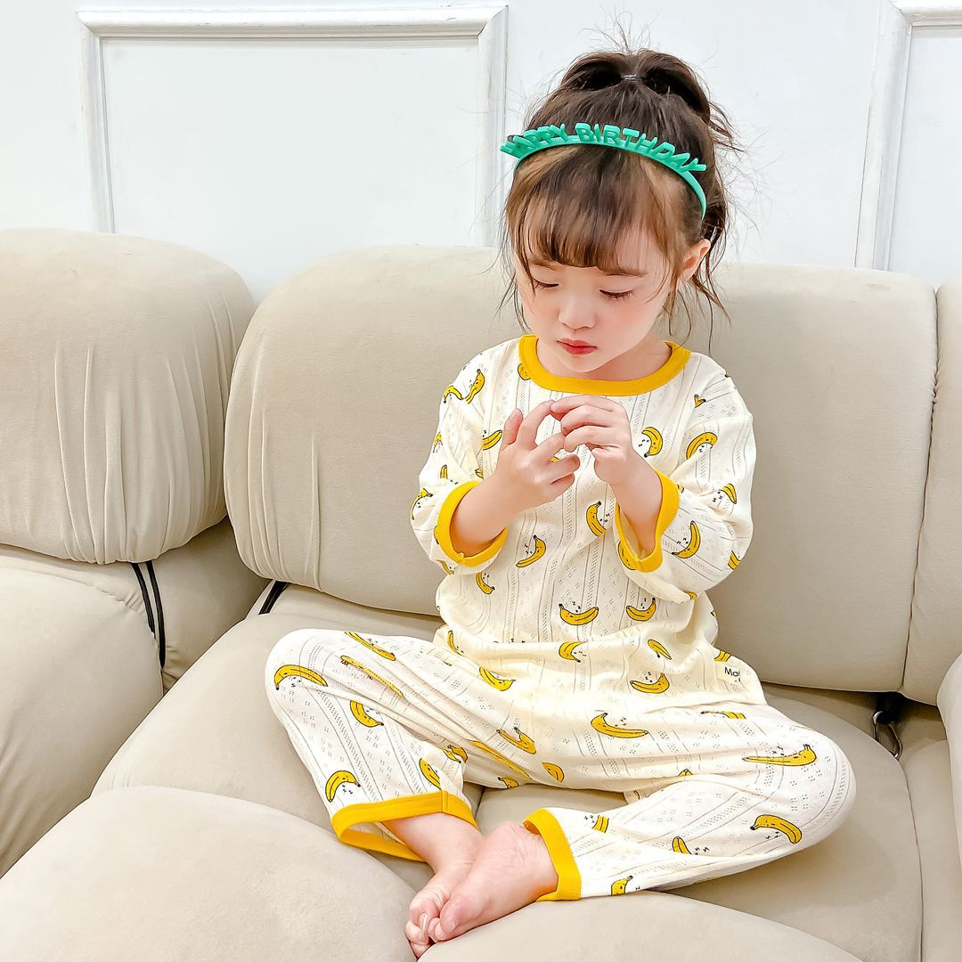 夏季儿童韩版中袖家居服套装纯棉舒适透气男女童宝宝睡衣空调服潮详情4