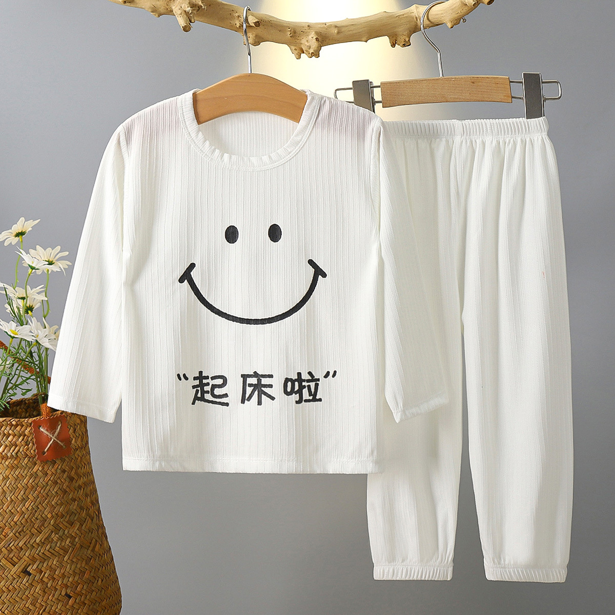 儿童夏款睡衣家居服套装男童女童冰丝芭比纹空调服长袖两件套详情4