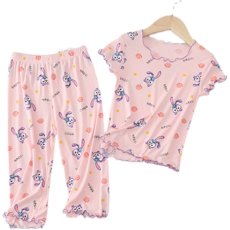 女童睡衣冰丝儿童短袖套装女孩夏季薄款空调服宝宝家居服两件套潮详情5