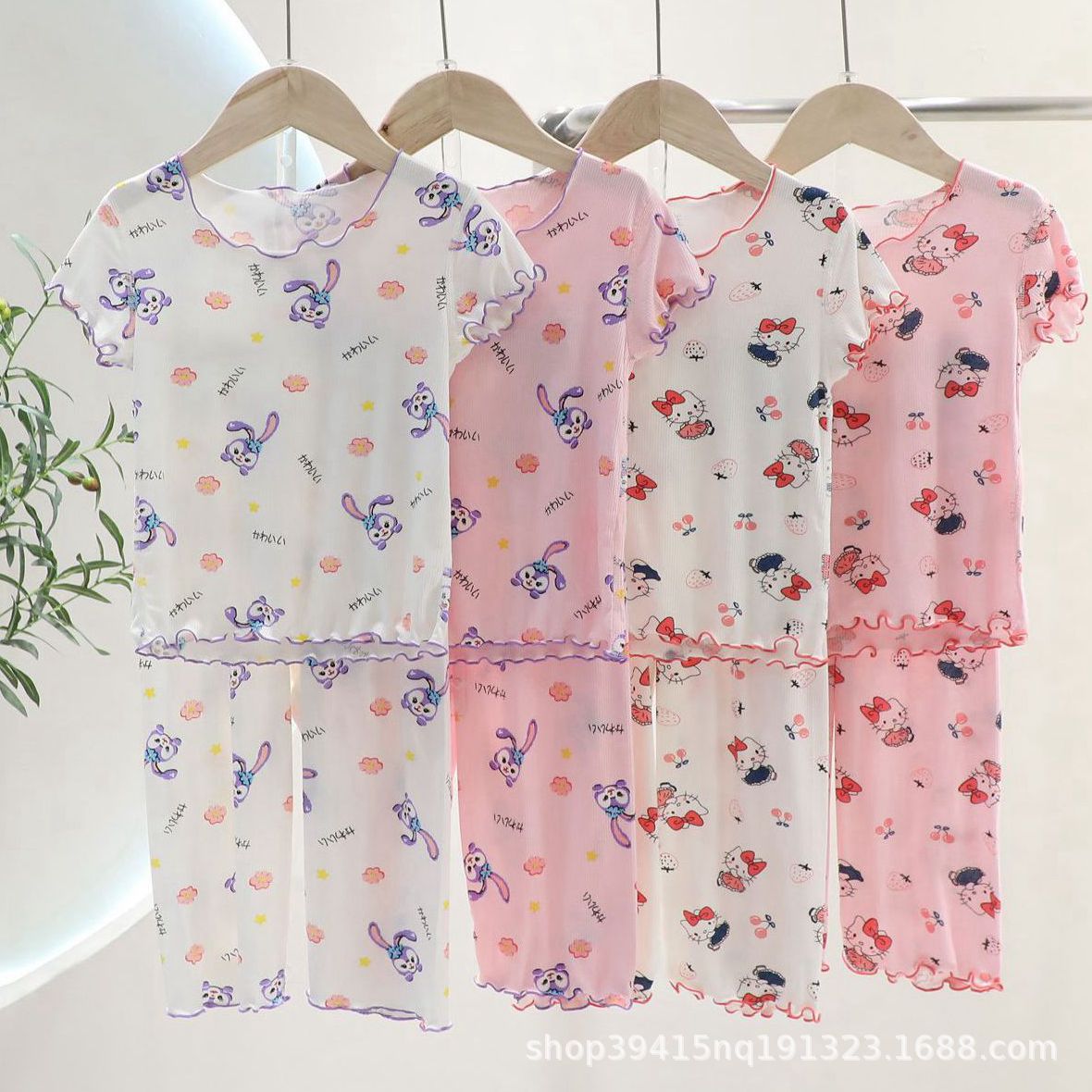 女童睡衣冰丝儿童短袖套装女孩夏季薄款空调服宝宝家居服两件套潮详情3
