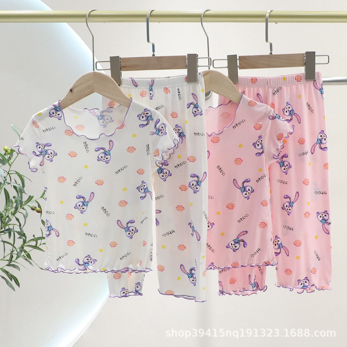 女童睡衣冰丝儿童短袖套装女孩夏季薄款空调服宝宝家居服两件套潮详情1