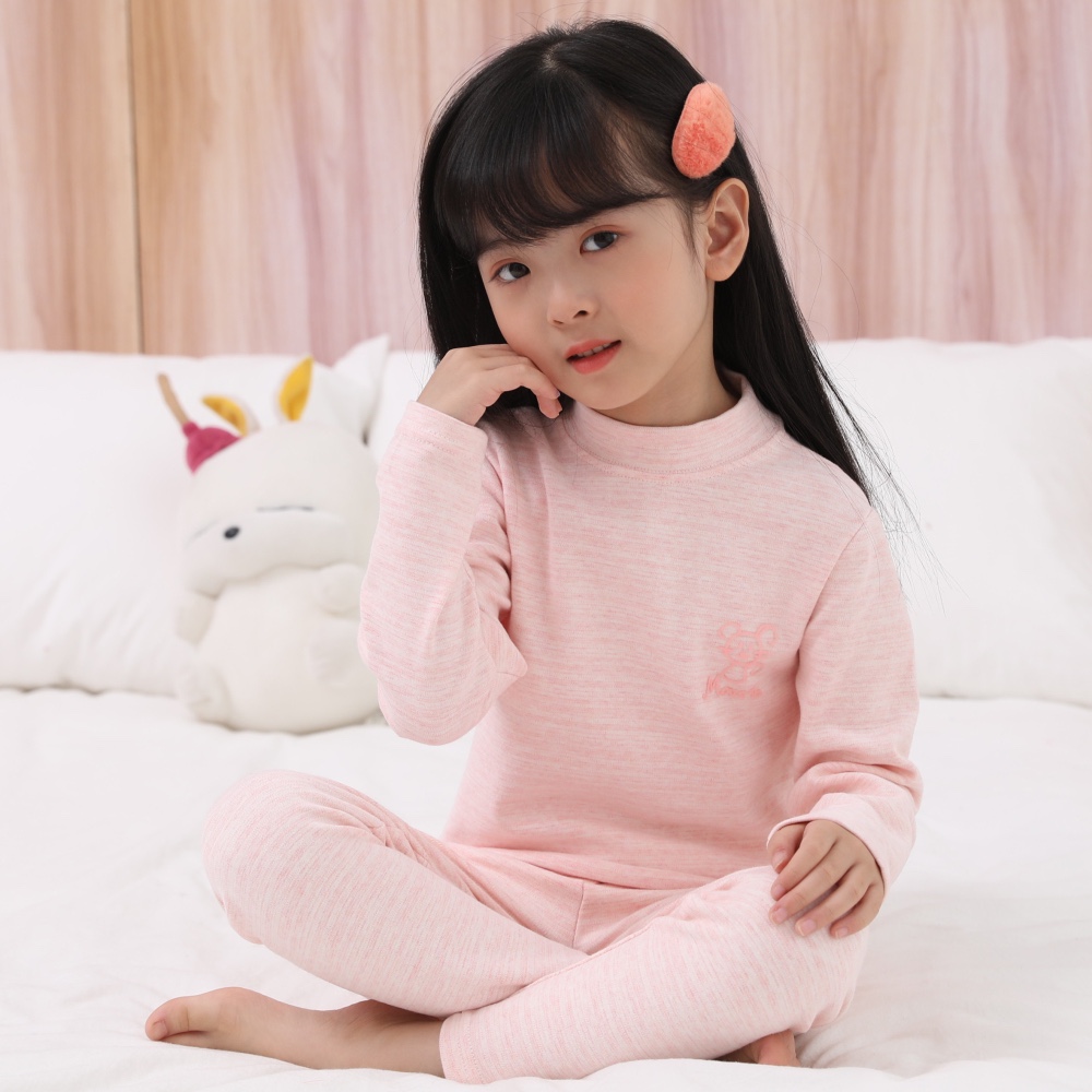 女童保暖内衣套装 8058-1舒绒纯棉儿童秋衣秋裤加厚中领女孩棉毛衫详情1