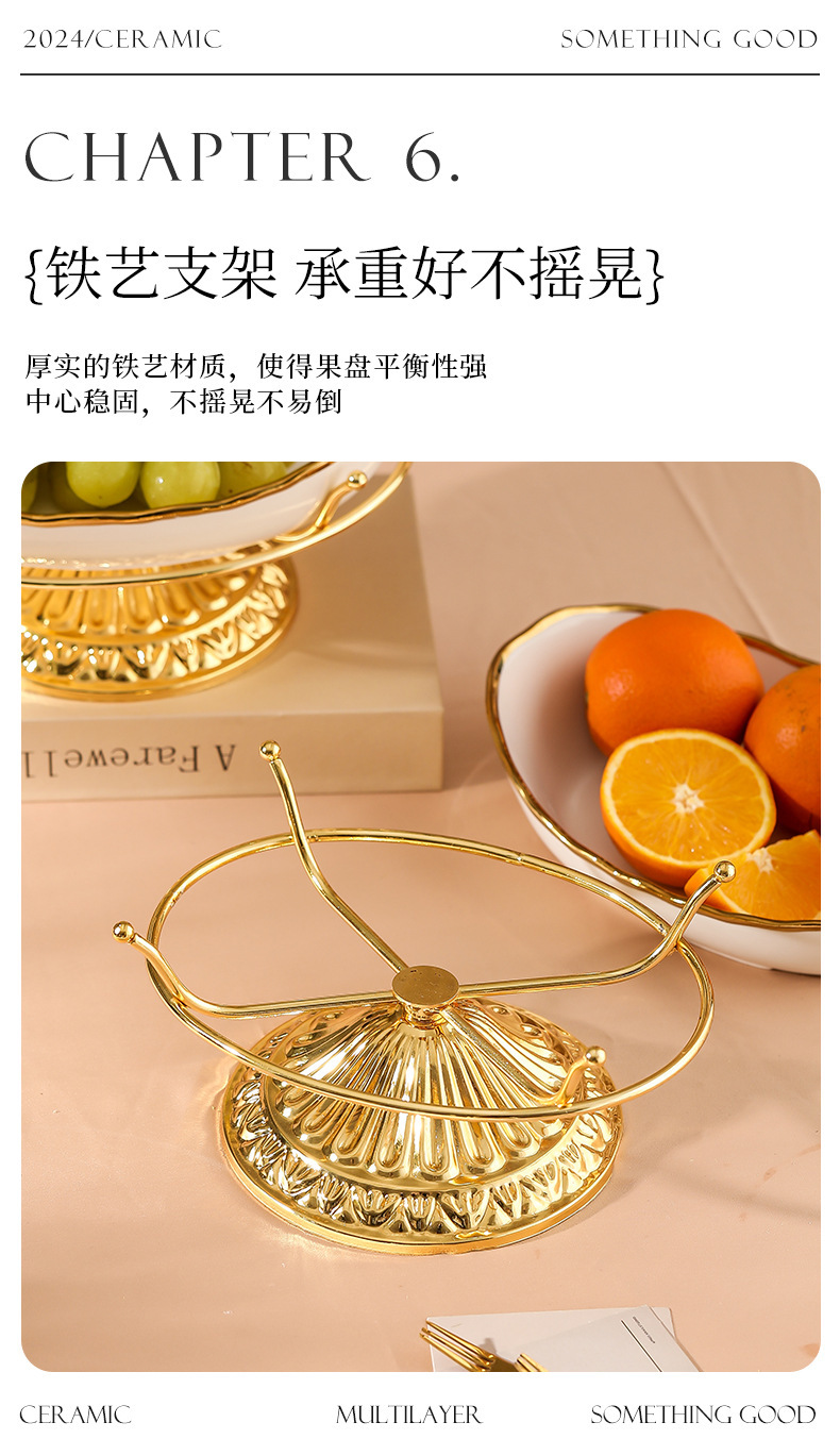 轻奢北欧风陶瓷元宝果盘家用客厅陶瓷水果盘创意装饰摆放零食果盘详情9