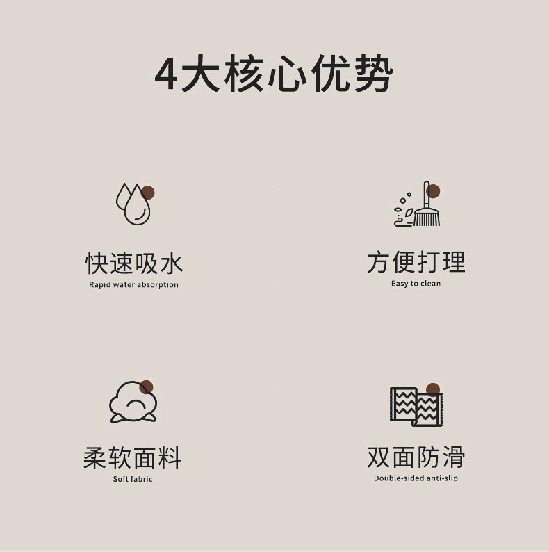 吸水守护台面素色厨房沥水垫吸水垫防油防水咖啡机硅藻泥科技皮垫详情12