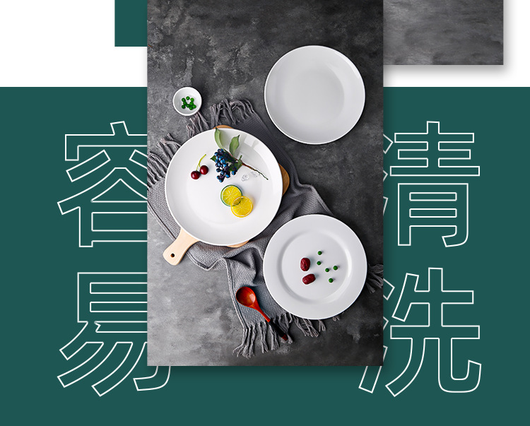 白色盘密胺餐具圆盘平盘塑料碟子菜盘餐盘西餐盘商用圆形盘子批发详情4