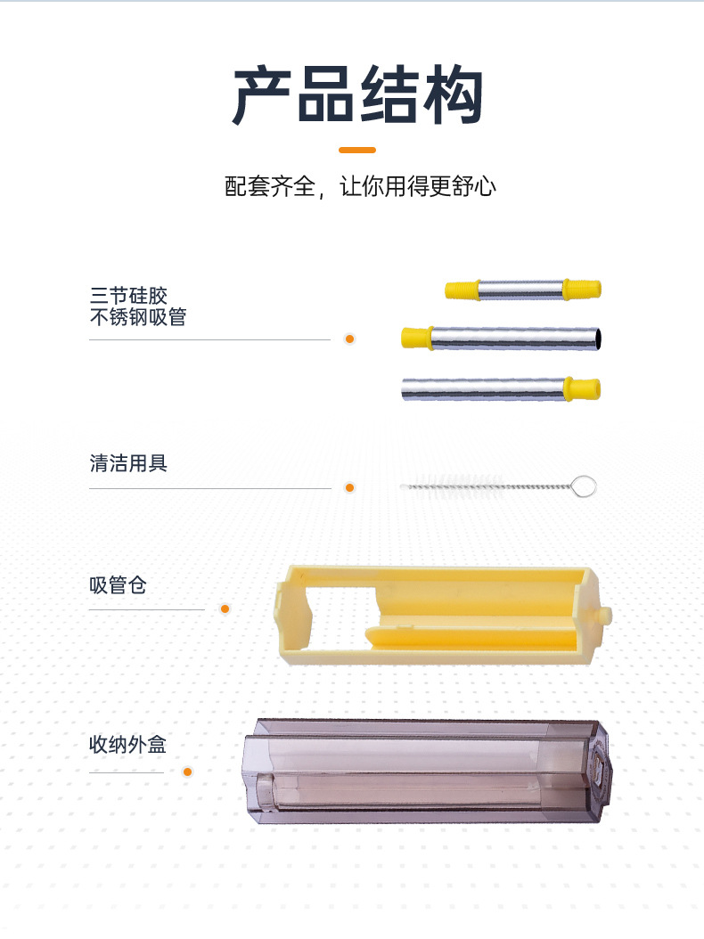 SWENO跨境四叶草不锈钢吸管套装硅胶吸管可折叠吸管环保便携详情6