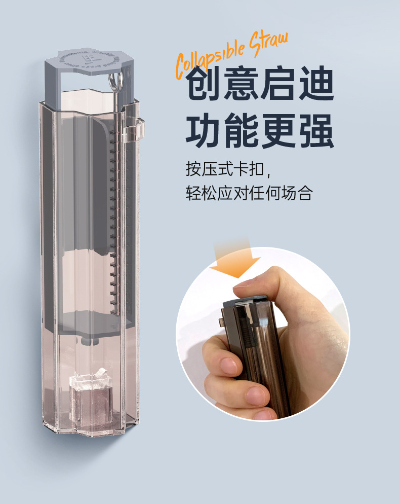 SWENO跨境四叶草不锈钢吸管套装硅胶吸管可折叠吸管环保便携详情5
