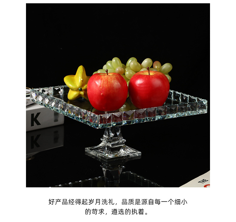 点心零食水果托盘高脚玻璃果盘玻璃碗椭方形玻璃果盘方缸现货批发详情11