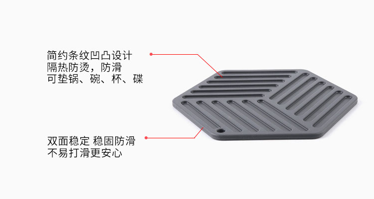 *义乌好货 C&E创艺厨具六色六边形硅胶碗垫锅垫餐垫防烫垫中号(单)详情7
