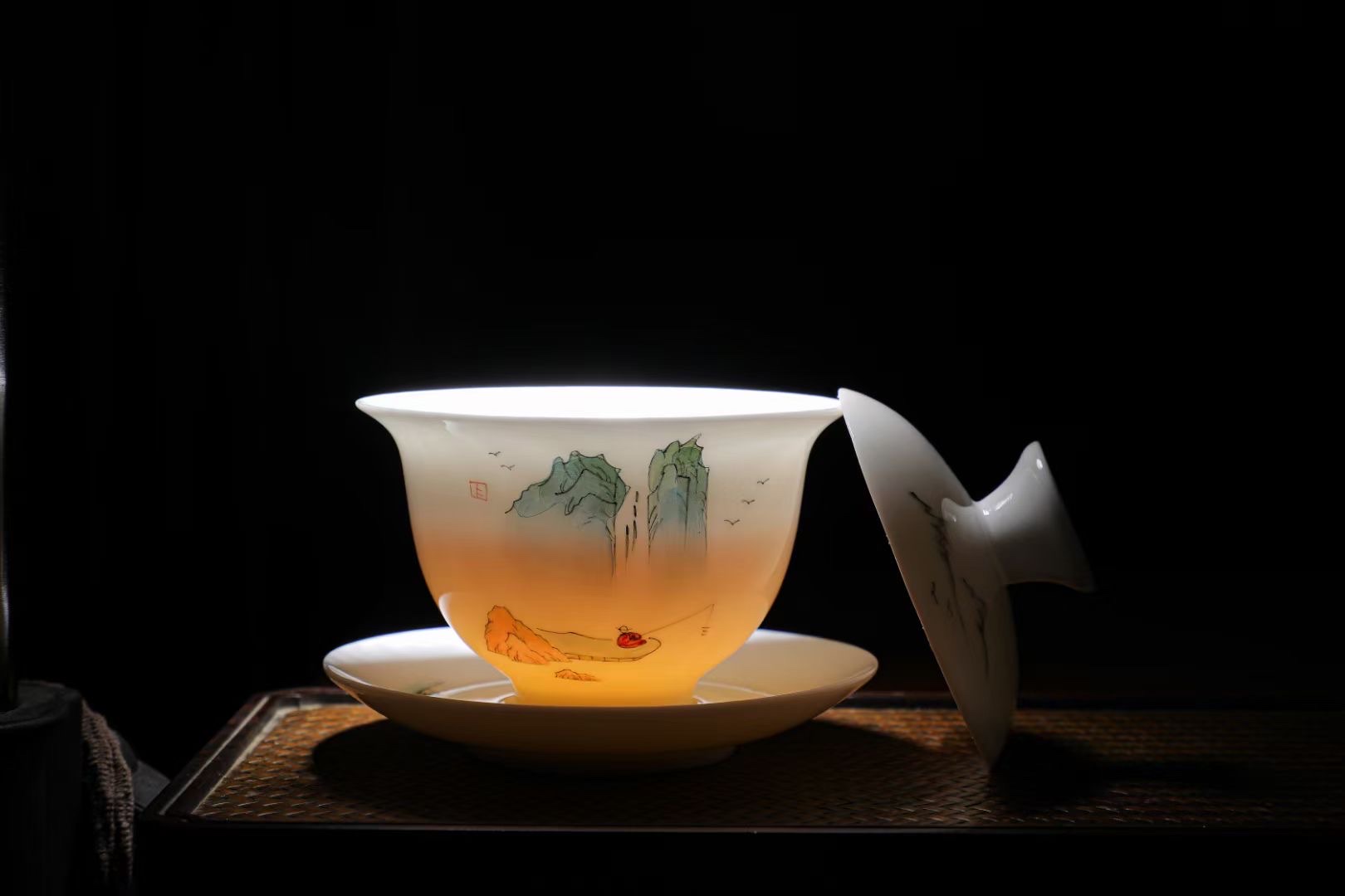 羊脂玉手绘茶具套装陶李家052高档陶瓷茶具套装详情2