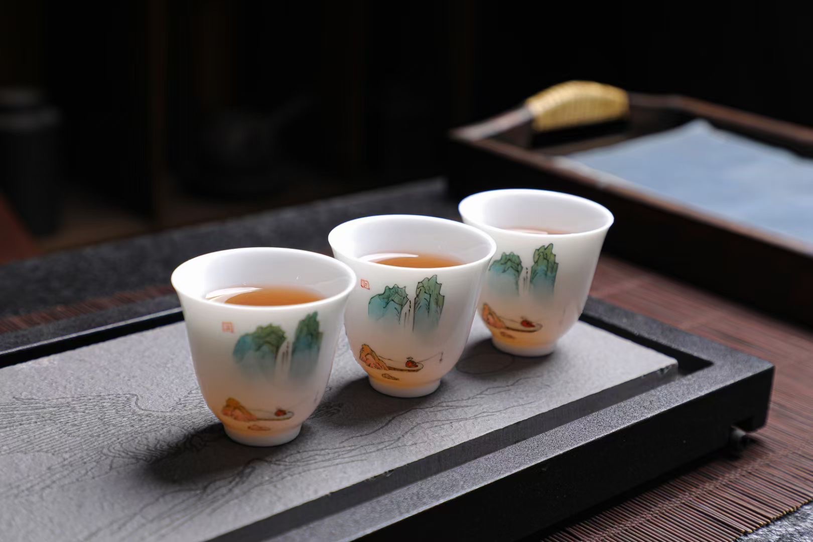 羊脂玉手绘茶具套装陶李家052高档陶瓷茶具套装详情3