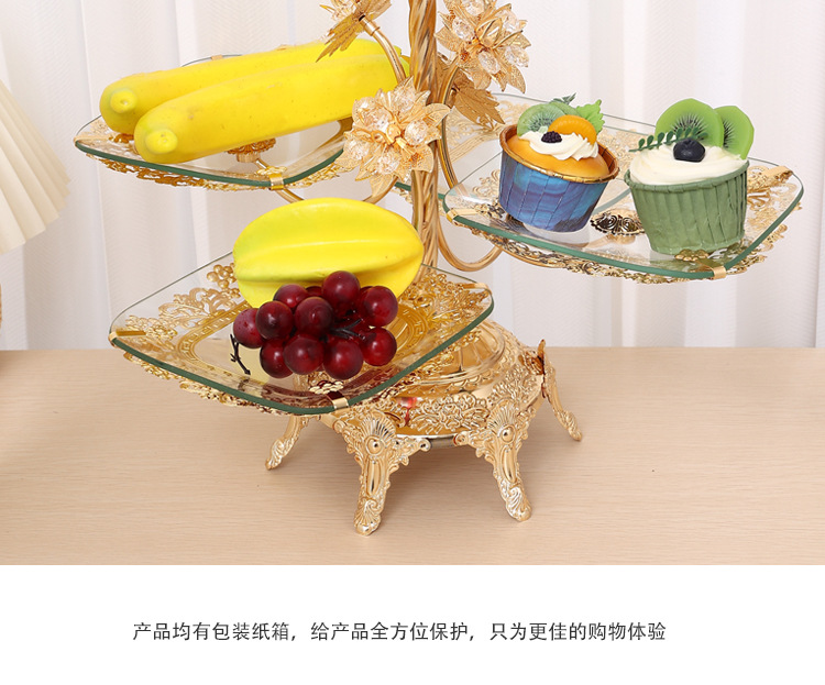 欧式铁艺玻璃水果盘家用客厅高档创意茶几零食干果摆放盘甜品台详情10