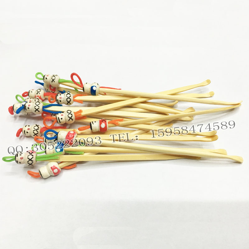 批发竹制耳挖勺 可爱卡通娃娃头掏耳器便携详情1