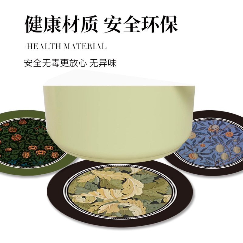 复古餐桌隔热垫茶杯垫吸水防滑防烫硅藻泥橡胶餐盘桌垫锅垫咖啡垫详情4
