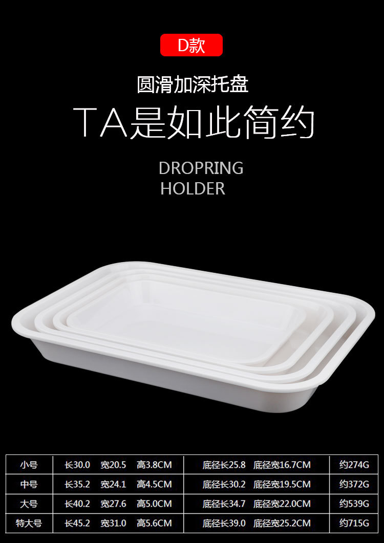 密胺托盘白色塑料盘仿瓷客房长方形盘子端菜盘面包盘蛋糕点心餐盘详情7