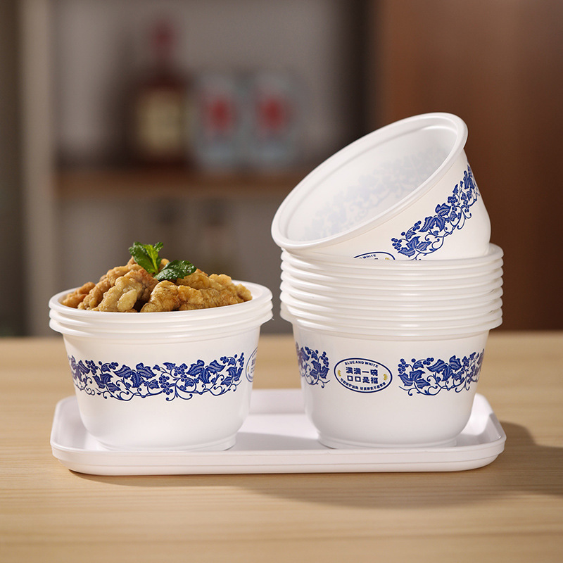 美丽雅一次性碗食品级家用户外野餐烧烤餐具圆形外卖打包快餐盒详情3