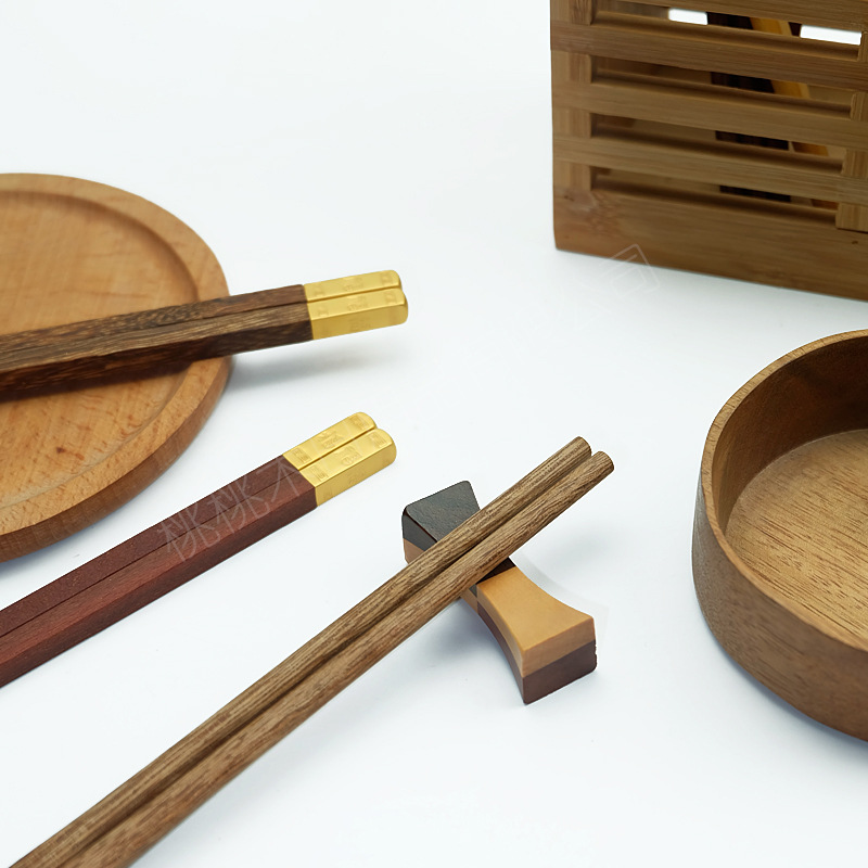 鸡翅木家用筷子金属头精品木筷子芸香木网红分餐家庭红木筷子批发                              详情3