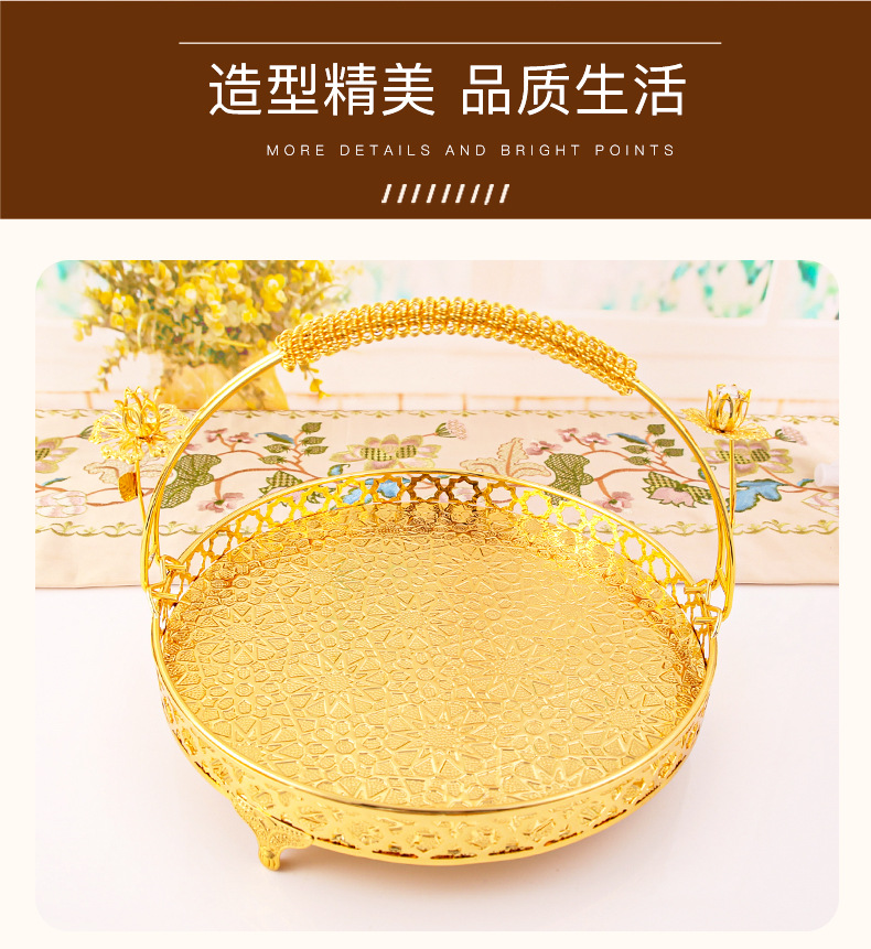 欧式复古水果盘高档圆形酒店玻璃盘多层果篮时尚创艺蛋糕盘摆件详情2