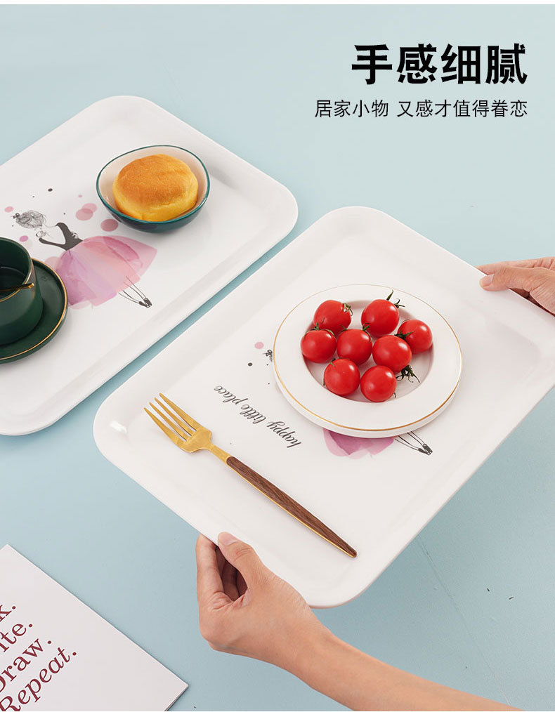 厂家定制多规格竹纤维托盘批发 13/15/17寸方型托盘水果盘面包盘详情5