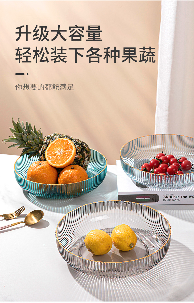 透明果盘PET轻奢家用茶几零食盘子高颜值水果盘客厅茶几ins沙拉碗详情2