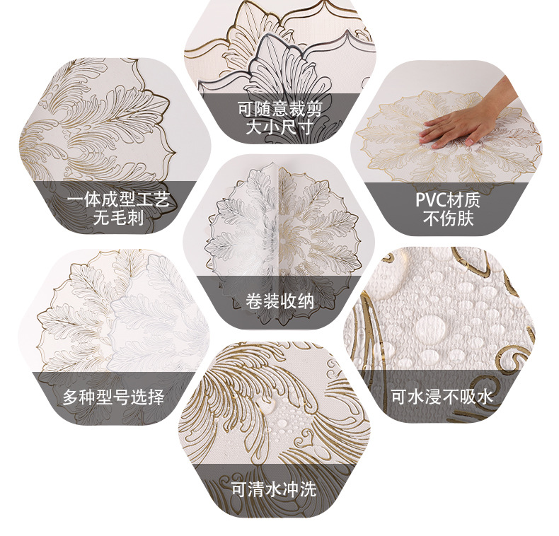 防烫餐桌垫北欧风防水PVC烫金西餐垫隔热耐高温家用轻奢简约餐详情8