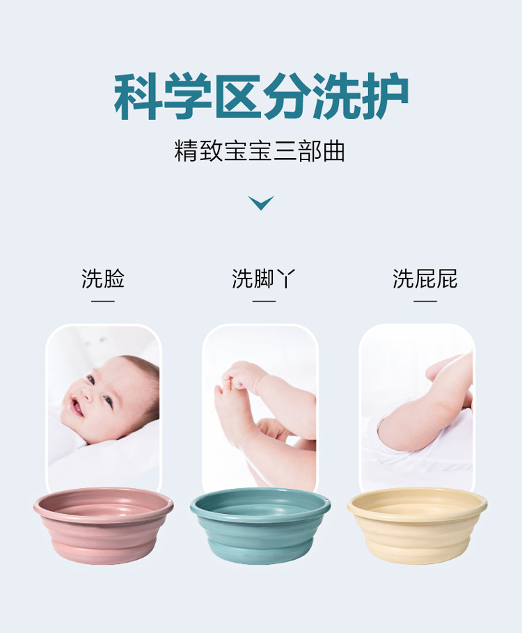 折叠脸盆 带挂钩圆形壁挂式伸缩洗脸盆塑料洗衣盆婴儿洗漱 洗脚盆详情41