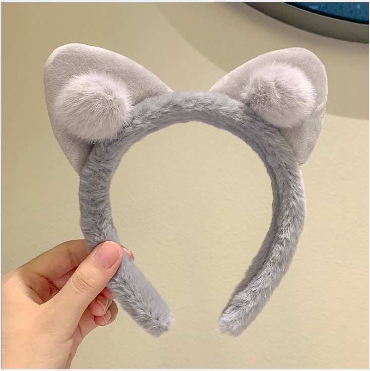 灰粉球猫耳