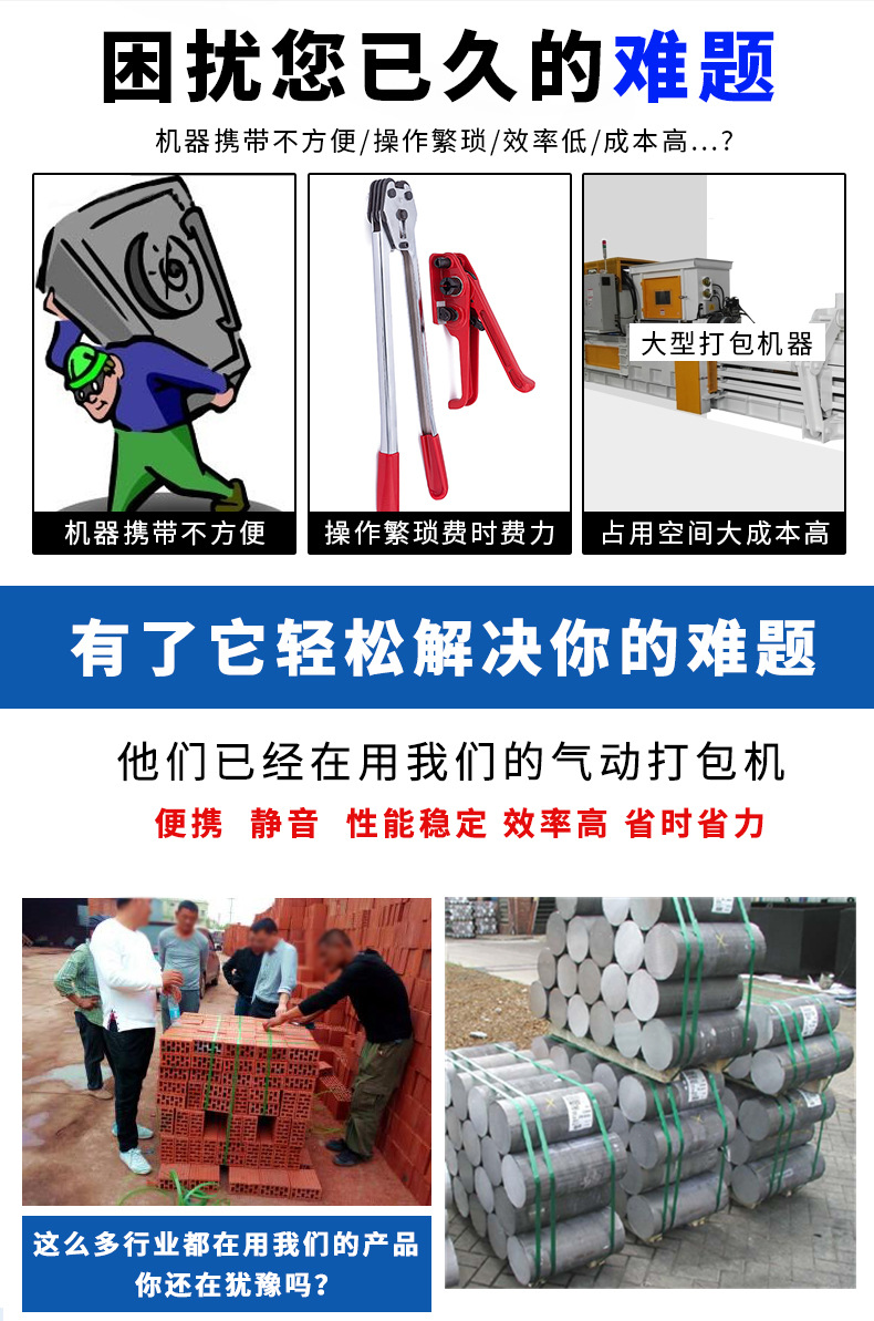 出口加强型 气动打包机 免扣打包机 塑钢带打包机 捆扎机热熔机详情3