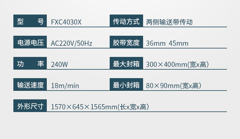 全自动封箱机FXC4030X打包1-12号邮政纸箱胶带封口纸盒智能包装机详情8