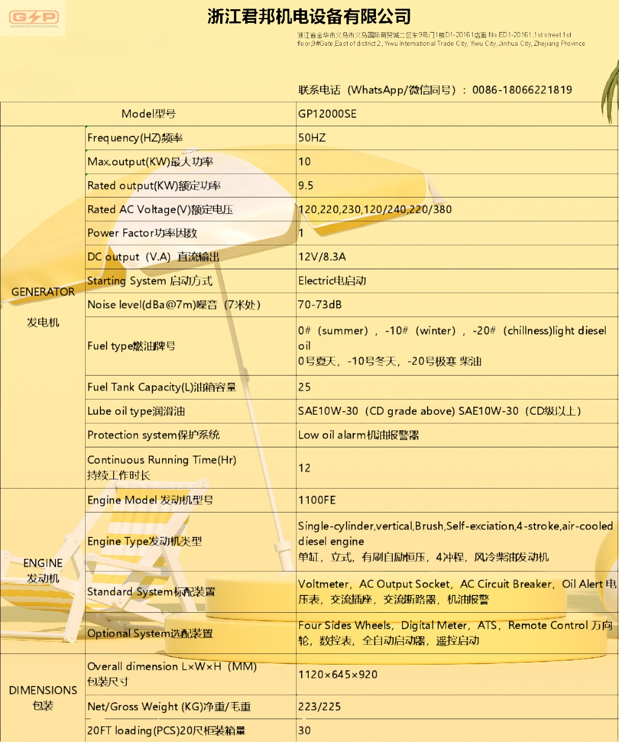 GP12000SE发电机10kw 三相风冷家用外出220v发动机总成 单杠 全自动智能控制面板详情5