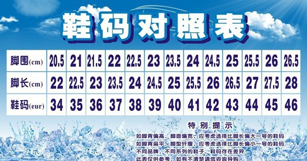尺寸表