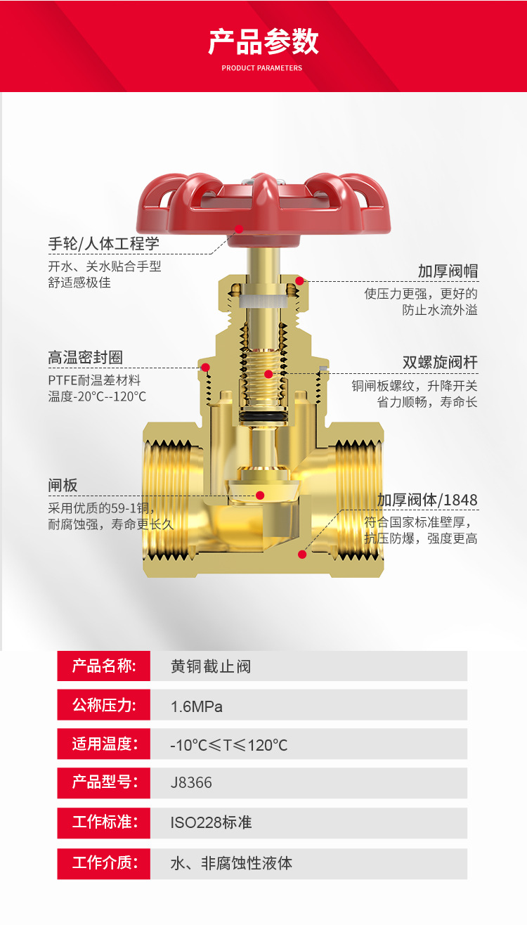 黄铜截止阀HPb59-1耐高温双回火重型截止阀水务工程黄铜截止阀详情5