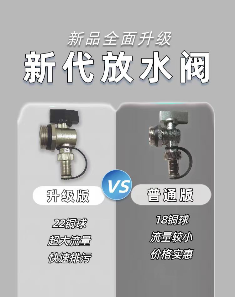 五金地暖分水器放水阀一寸22铜球地热排气阀放气阀暖气排污阀Heating blow-off valve详情3