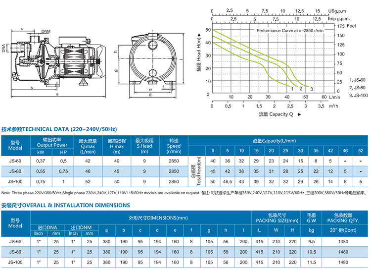 JS Series stainless steel body Auto water pumps for garden详情3