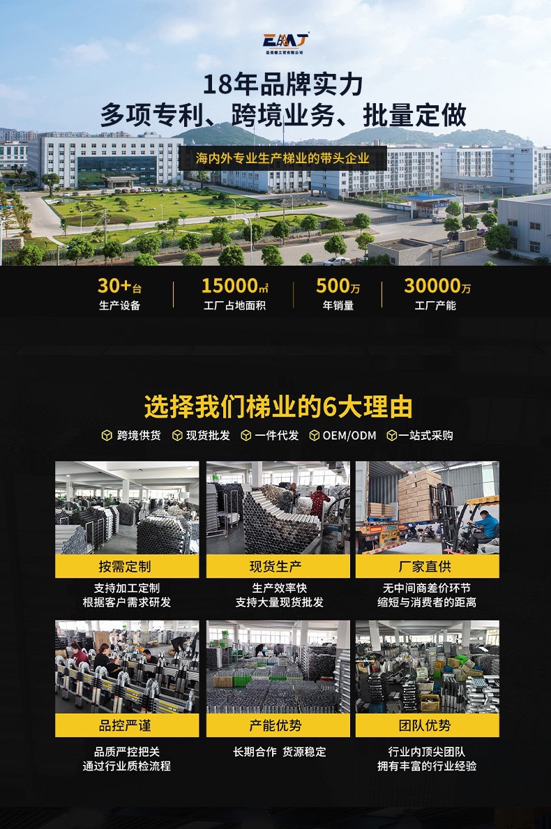伸缩梯梯子铝合金直梯加厚升降家用折叠工程楼梯竹节梯便携工程梯详情1