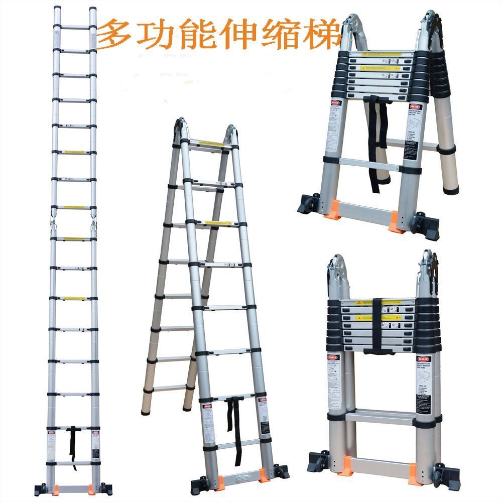 伸缩梯梯子铝合金直梯加厚升降家用折叠工程楼梯竹节梯便携工程梯详情4