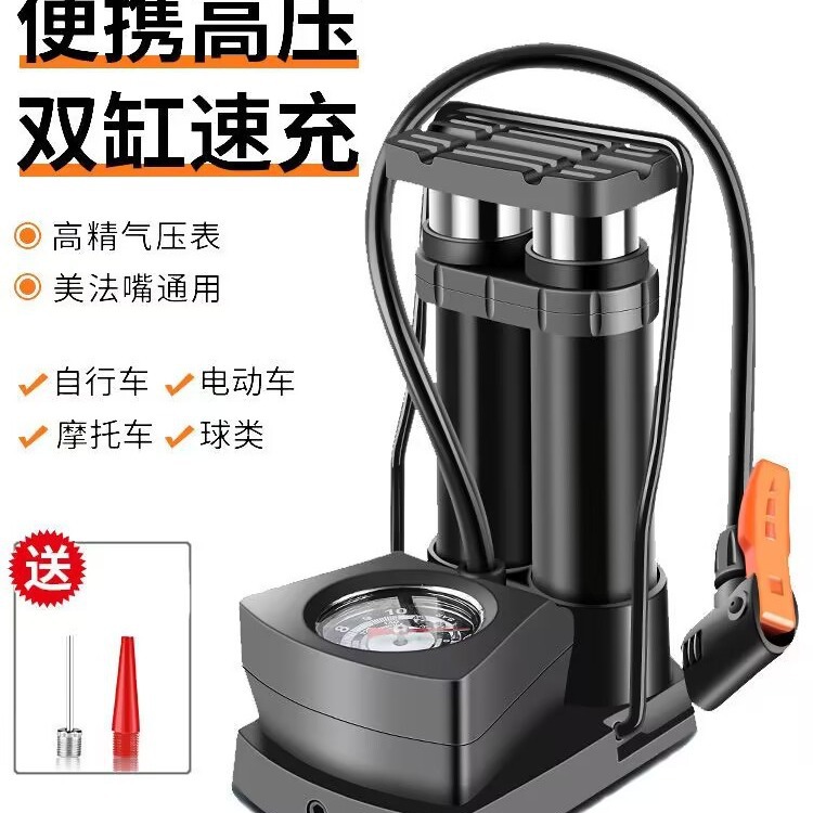 脚踩式家用高压带充气表汽车电动车多功能便携式加粗便携打气筒详情4
