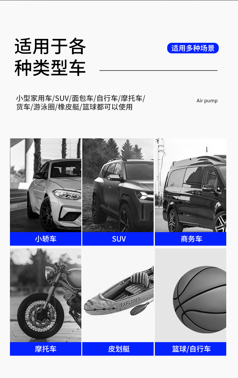 大功率车载充气泵双缸高压汽车打气泵家用两用12v轮胎打气筒定制详情7