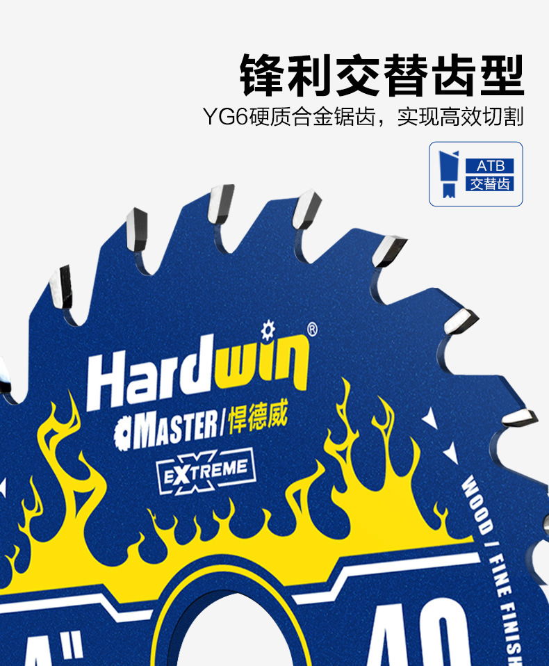 悍德威木工锯片专用角磨机云石机4/5/7寸新型锯木硬质合金切割片详情4
