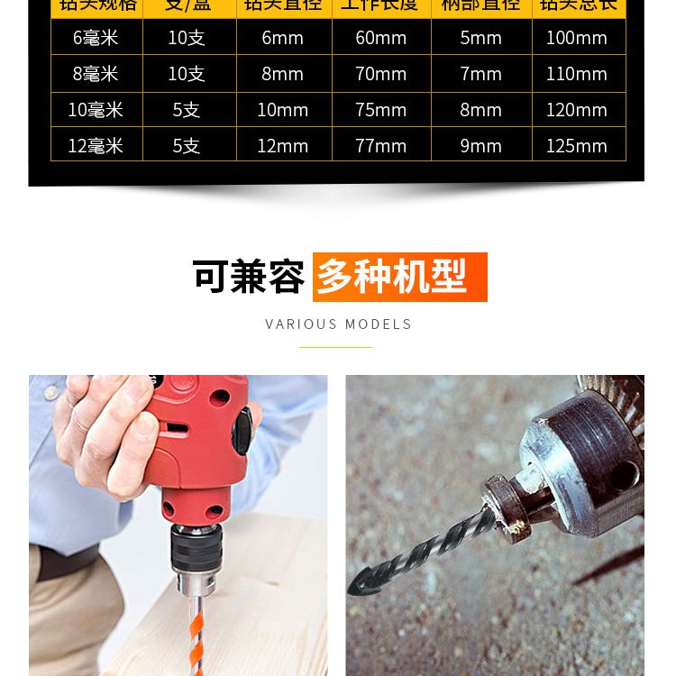 瓷砖钻头打孔超硬合金混凝土水泥墙专用多功能超硬电钻霸王三角钻详情11