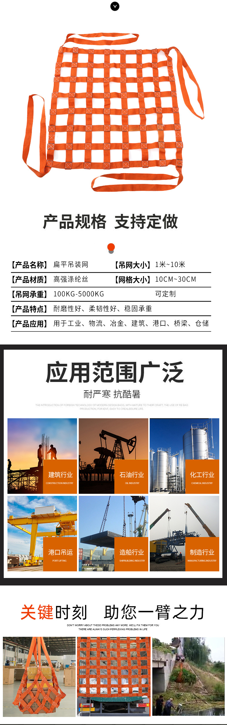 高承重涤纶吊装网船用吊网码头装卸起重吊网尼龙装卸网防护网厂家详情3