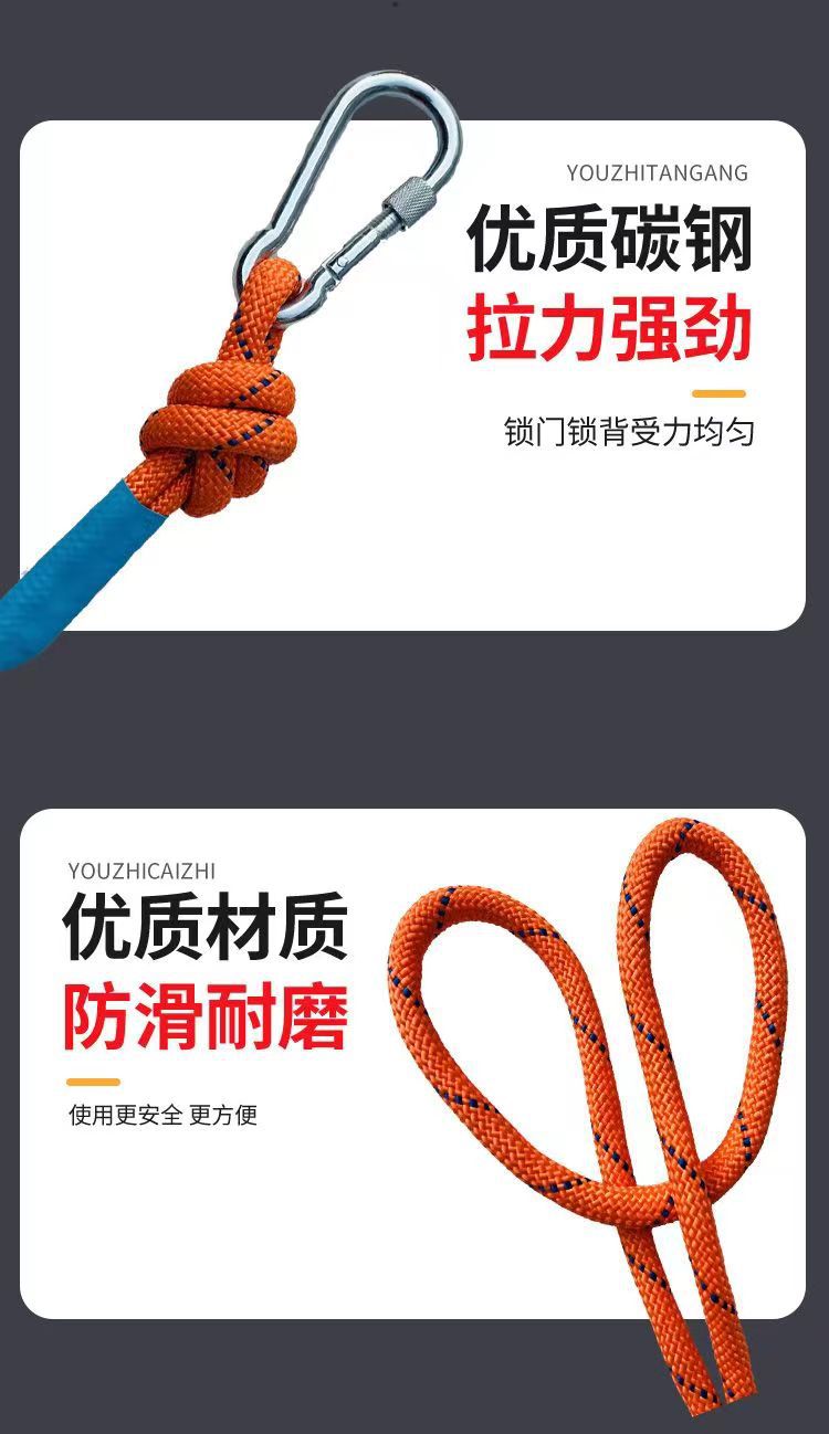 家用高楼应急救生绳套装钢丝芯消防救援绳地震应急安全绳下降神奇详情8