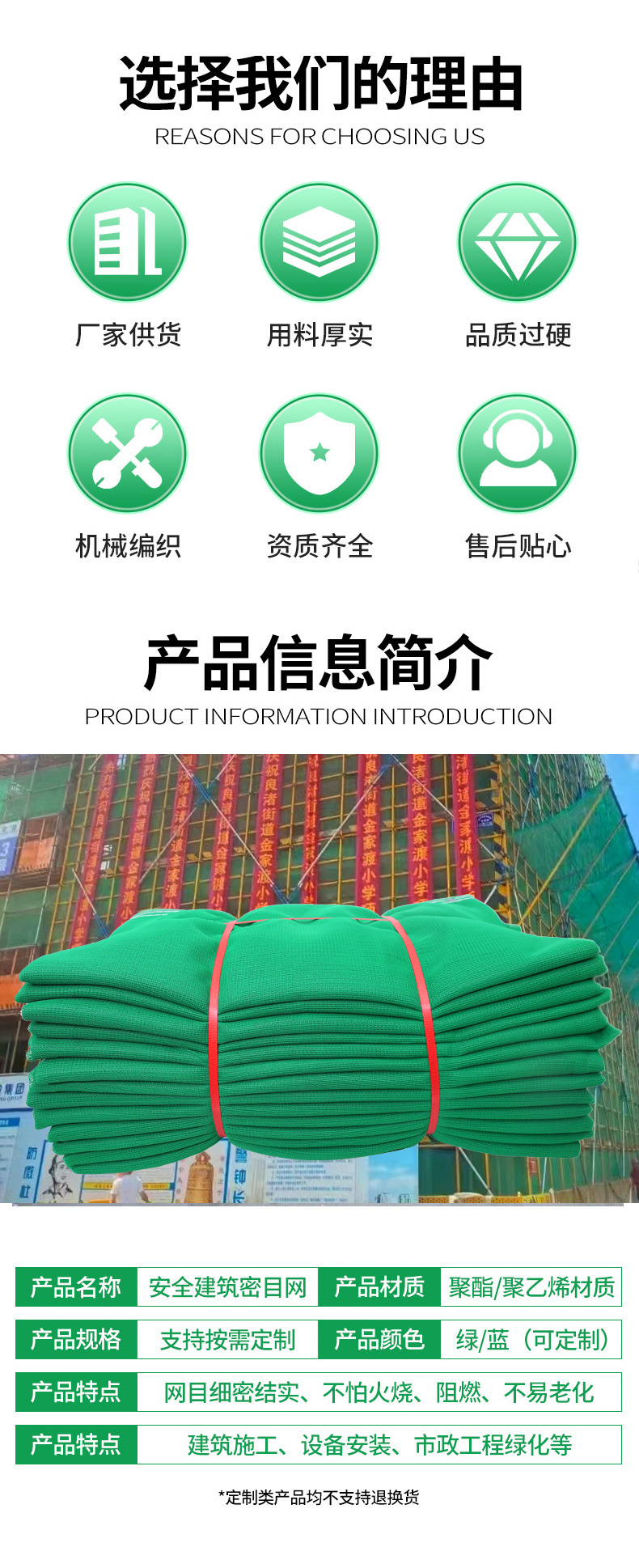 建筑密目网工地脚手外架阻燃安全网防护网密目式绿色防尘防坠网详情2