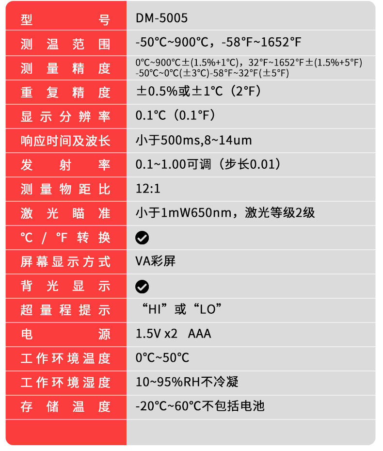 德力西红外线测温仪商用手持式工业测温枪厨房测油温枪电子温度计详情21