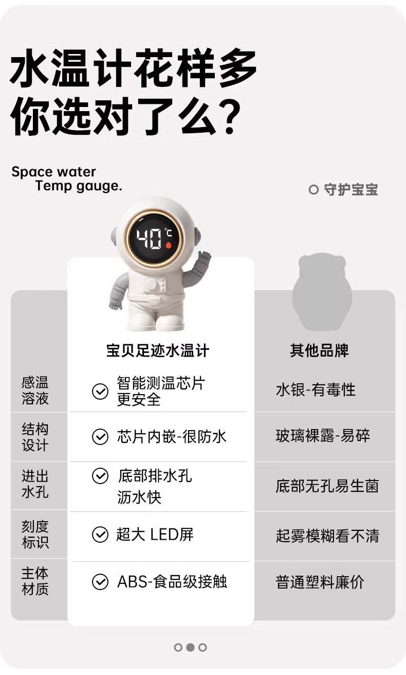 婴儿洗澡水温计宝宝洗澡测水温新生儿童澡盆专用防水电子温度计详情3