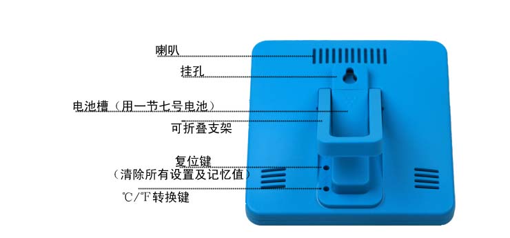 新款大屏幕室内温湿度计电子温湿度计日期时间显示 带闹钟功能详情3